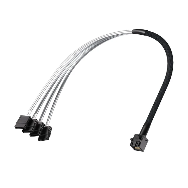 Alt view image 4 of 7 - 10Gtek MiniSAS HD SFF-8643 Breakout to 4xSATA Cable, 0.5m/1.6ft