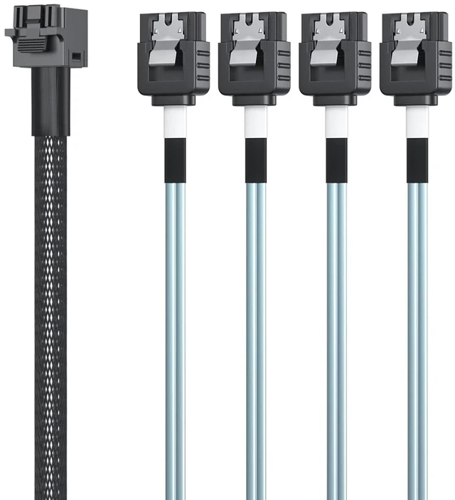 Main image of 10Gtek MiniSAS HD SFF-8643 Breakout to 4xSATA Cable, for Server JBOD/Storage Tray & SAS RAID Controller Compatibility, 1m(3.3ft)
