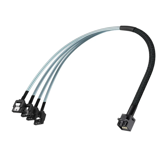 Alt view image 3 of 5 - 10Gtek MiniSAS HD SFF-8643 Breakout to 4xSATA Cable, for Server JBOD/Storage Tray & SAS RAID Controller Compatibility, 1m(3.3ft)