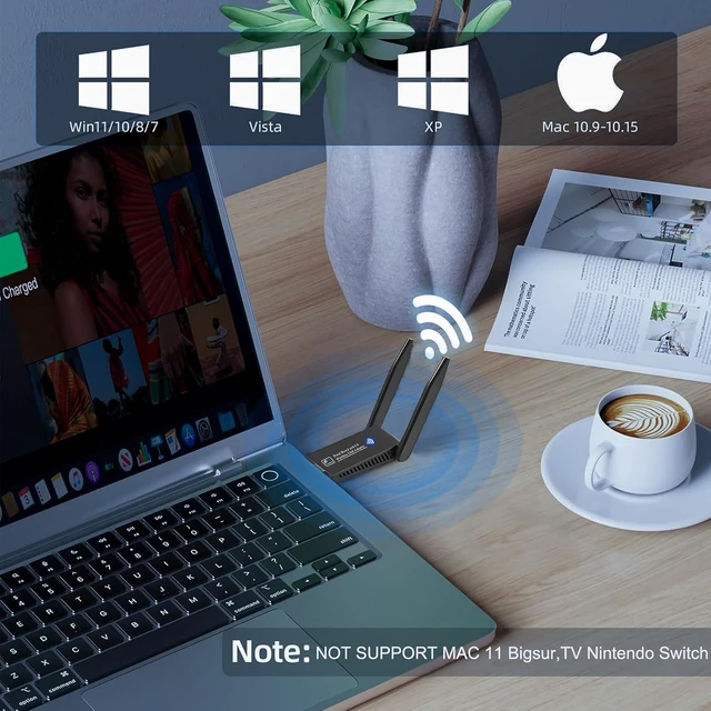 Alt view image 3 of 7 - 1300Mbps USB WiFi Adapter, Dualband 2.4G/5G WiFi Dongle for PC