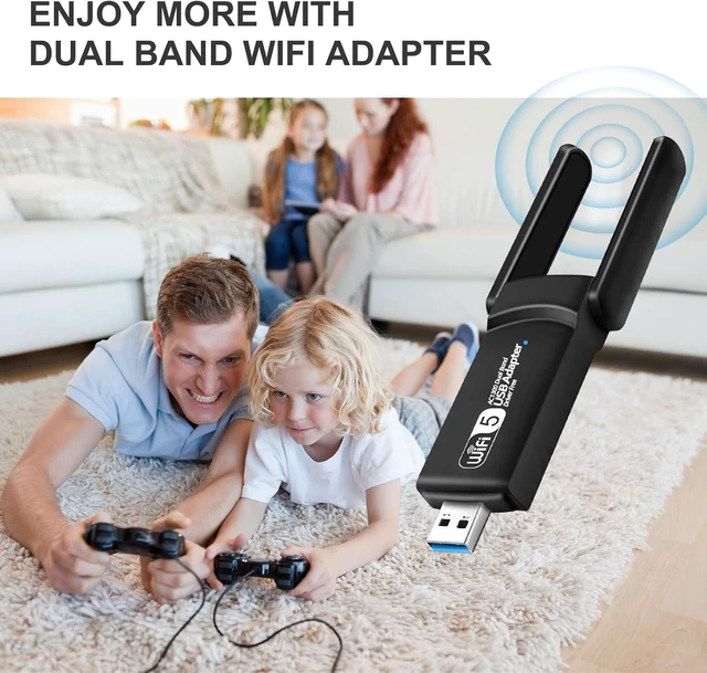Alt view image 5 of 7 - Free Driver 1300Mbps WiFi USB Adapter for Desktop PC