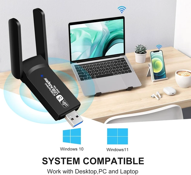 Alt view image 6 of 7 - Free Driver 1300Mbps WiFi USB Adapter for Desktop PC