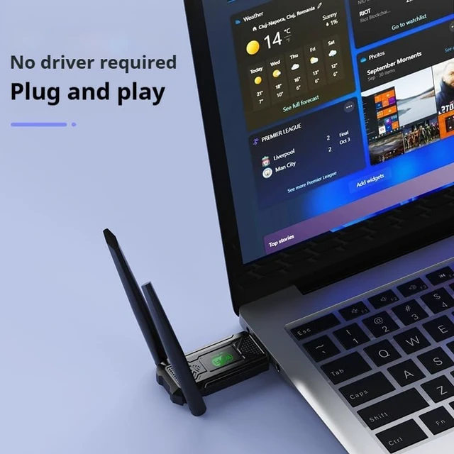 Alt view image 5 of 7 - WiFi Adapter for Desktop PC,1300Mbps WiFi USB 3.0 Dual Band 5G/2.4G Wireless Network Adapter for Desktop Laptop PC, Dual 2dBi Antennas,Supports Windows 11/10/8.1/8/7