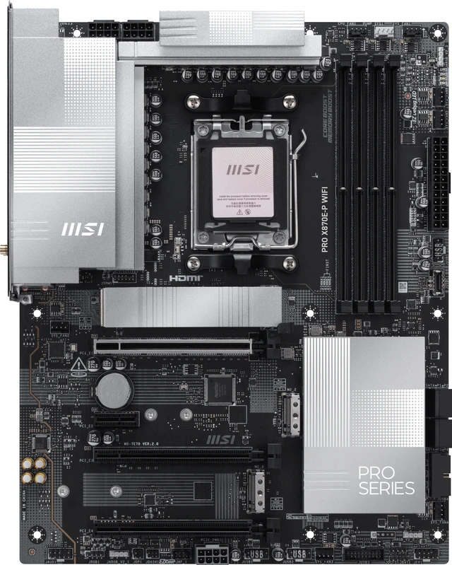 Alt view image 2 of 5 - MSI PRO X870E-P WIFI AM5 AMD X870E ATX Motherboard, Supports Ryzen 9 9950X3D / 9850X3D / 7 9800X3D / 7800X3D Processors, DDR5, PCIe 5.0, Wi-Fi 7