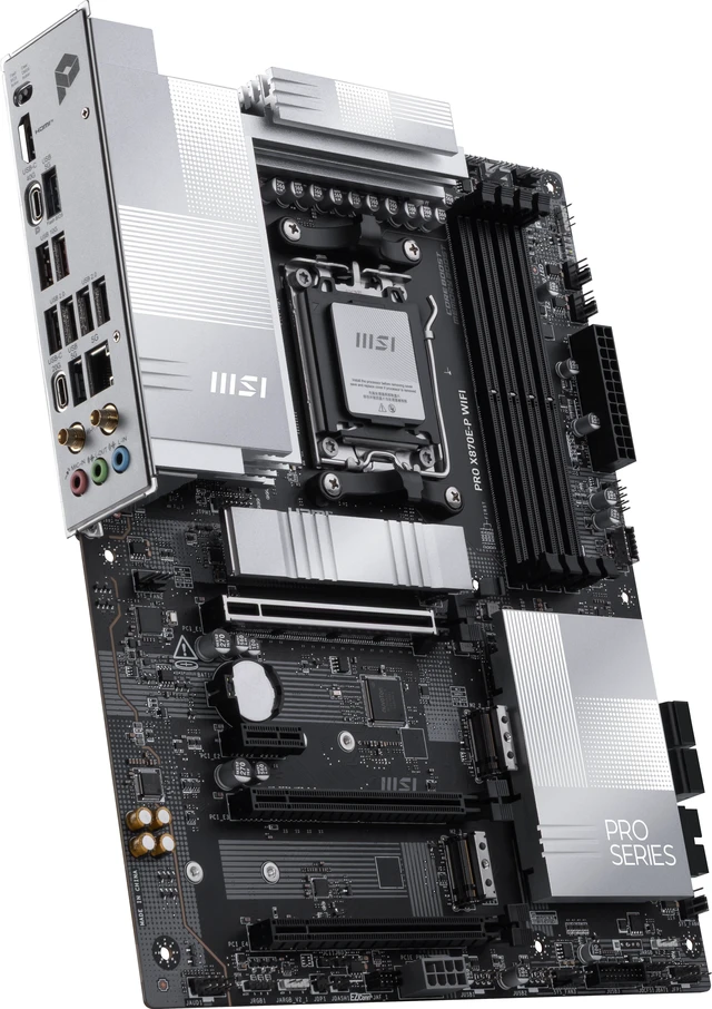 Alt view image 4 of 5 - MSI PRO X870E-P WIFI AM5 AMD X870E ATX Motherboard, Supports Ryzen 9 9950X3D / 9850X3D / 7 9800X3D / 7800X3D Processors, DDR5, PCIe 5.0, Wi-Fi 7