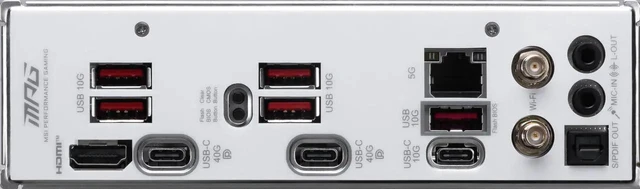 Alt view image 6 of 7 - MSI MPG X870I EDGE TI EVO WIFI AM5 Mini-ITX White Motherboard, DDR5 10000+ OC, 8+2+1 Power, PCIe 5.0, 3x M.2, Wi-Fi 7, 5G LAN, USB4, ALC4080 Audio