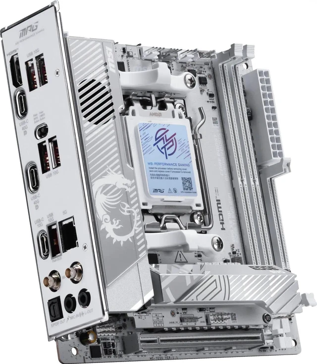 Alt view image 3 of 7 - MSI MPG X870I EDGE TI EVO WIFI AM5 Mini-ITX White Motherboard, DDR5 10000+ OC, 8+2+1 Power, PCIe 5.0, 3x M.2, Wi-Fi 7, 5G LAN, USB4, ALC4080 Audio