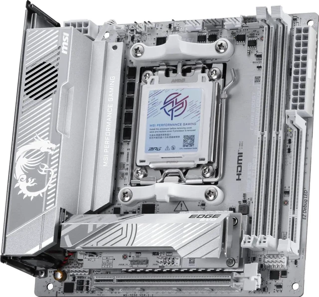 Alt view image 4 of 7 - MSI MPG X870I EDGE TI EVO WIFI AM5 Mini-ITX White Motherboard, DDR5 10000+ OC, 8+2+1 Power, PCIe 5.0, 3x M.2, Wi-Fi 7, 5G LAN, USB4, ALC4080 Audio