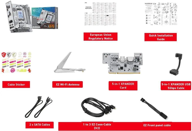 Alt view image 7 of 7 - MSI MPG X870I EDGE TI EVO WIFI AM5 Mini-ITX White Motherboard, DDR5 10000+ OC, 8+2+1 Power, PCIe 5.0, 3x M.2, Wi-Fi 7, 5G LAN, USB4, ALC4080 Audio
