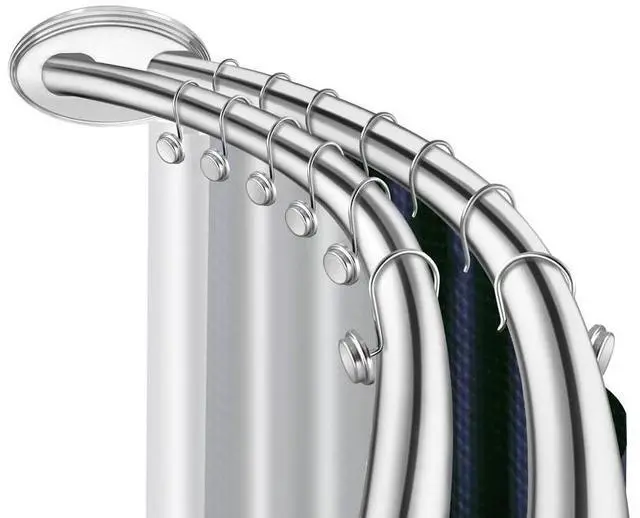 Main image of Utopia Alley Adjustable Double Curved Shower Rod, 45-72 Aluminum, Rust Proof, Extra 30% Space, Need Drilling, Chrome