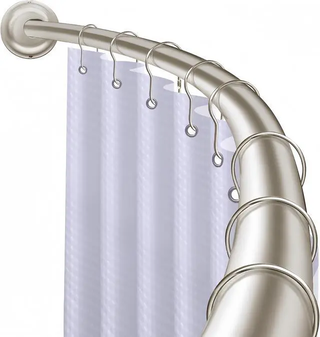 Main image of Utopia Alley Signature Aluminum Series Curved Shower Curtain Rod - Rustproof Aluminum Wall Mount Rod, Adjustable 45 to 72 Inch, Adds Up to 8 Inches of Extra Shower Space, Brushed Nickel Finish