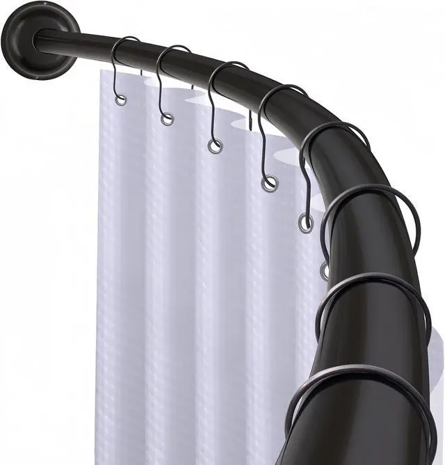 Main image of Utopia Alley Signature Aluminum Series Curved Shower Curtain Rod - Rustproof Aluminum Wall Mount Rod, Adjustable 45 to 72 Inch, Adds Up to 8 Inches of Extra Shower Space, Matt Black Finish