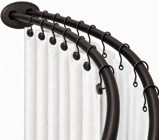 Main image of Utopia Alley Signature Aluminum Series Double Curved Shower Curtain Rod, Adjustable 45-72 Inch, Dual Rod Design, Separates Curtain & Liner, Adds 8 Inches More Space, Oil Rubbed Bronze