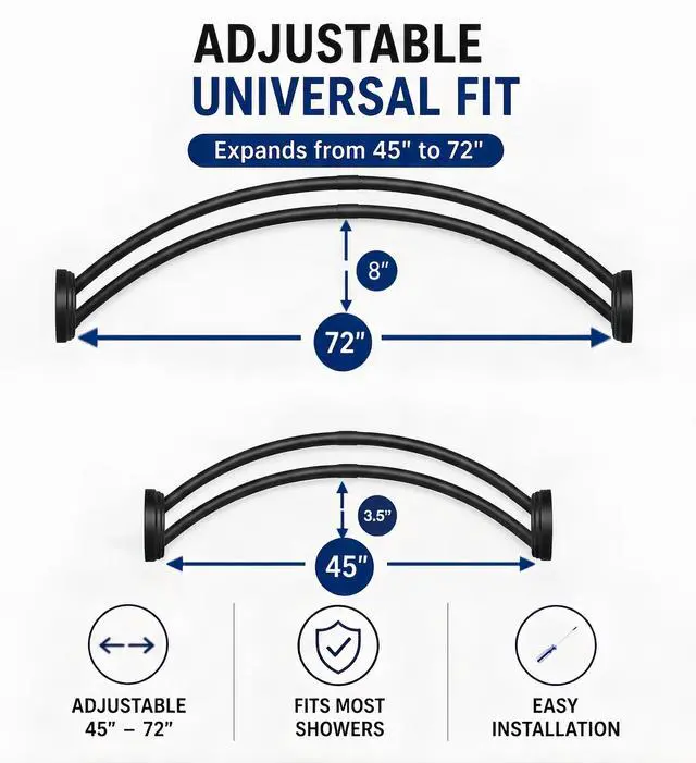 Alt view image 7 of 7 - Shower Suite by Utopia Alley Rustproof Aluminum Double Curved Shower Curtain Rod Combo Set with Liner & 24 Hooks, Adjustable 4572 Inch Wall Mounted Dual Rod, Oil Rubbed Bronze
