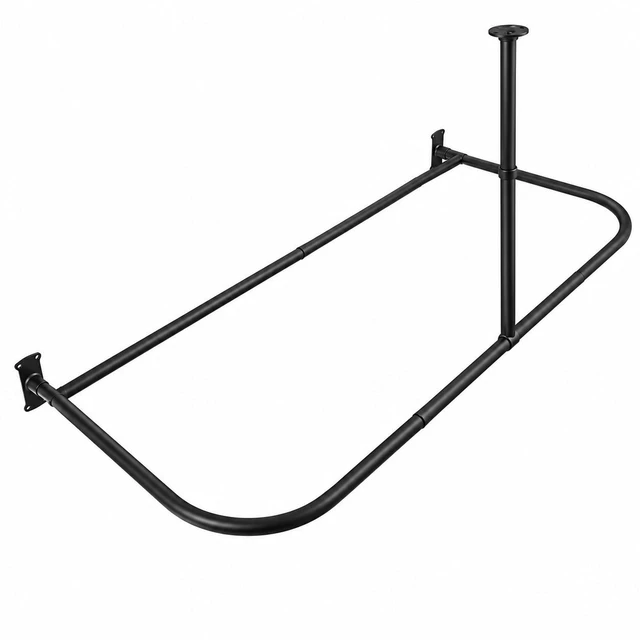 Main image of Utopia Alley Signature Aluminum Series Freestanding Tub Shower Curtain Rod - D-Shaped Rustproof Aluminum with Ceiling Support, 60x25 Inch, Matte Black