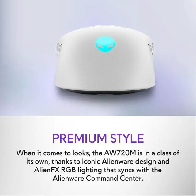 Alt view image 6 of 7 - AW720M Tri-Mode Wireless Gaming Mouse - 2.4GHz Wireless, Bluetooth 5.1, 26,000 DPI, 8-Fully Programmable Buttons, Magnetic Snap Charging Adapter USB-A to USB-C Cable - Lunar Light