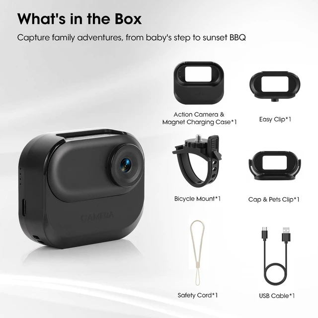 Alt view image 7 of 7 - 64GB 1080P Mini Body Camera with Screen, Black Thumb Size Wearable, 5H Hands-free POV Recording, Magnetic Portable Mount Anywhere, For Work, Security, Riding, Pets, Sports