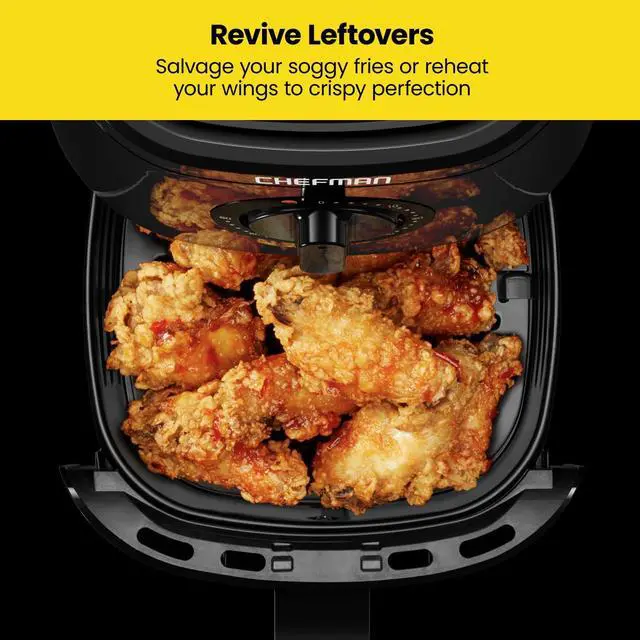 Alt view image 3 of 7 - TurboFry 2-Quart Air Fryer, Dishwasher Safe Basket & Tray, Use Little to No Oil For Healthy Food, 60 Minute Timer, Fry Healthier Meals Fast, Heat And Power Indicator Light, Temp Control, Black