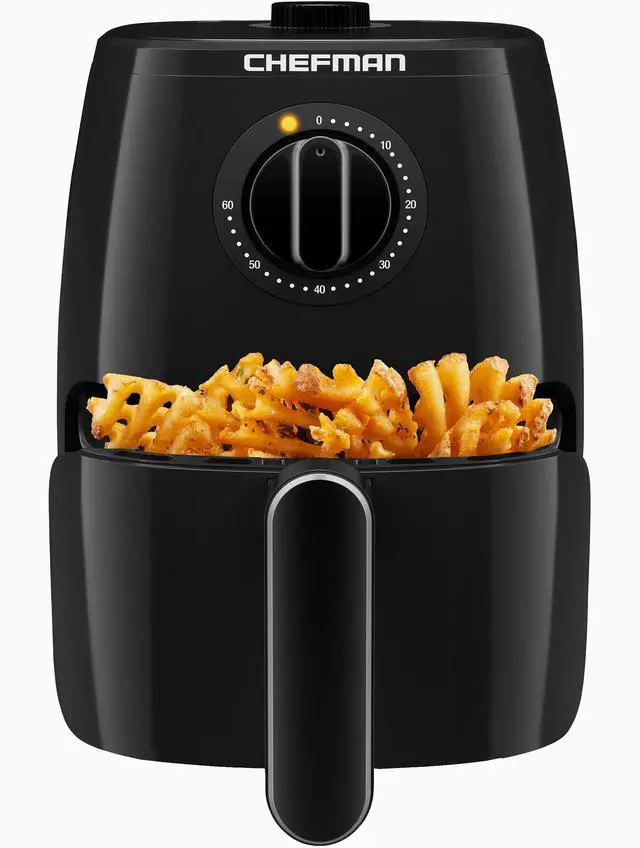Main image of TurboFry 2-Quart Air Fryer, Dishwasher Safe Basket & Tray, Use Little to No Oil For Healthy Food, 60 Minute Timer, Fry Healthier Meals Fast, Heat And Power Indicator Light, Temp Control, Black