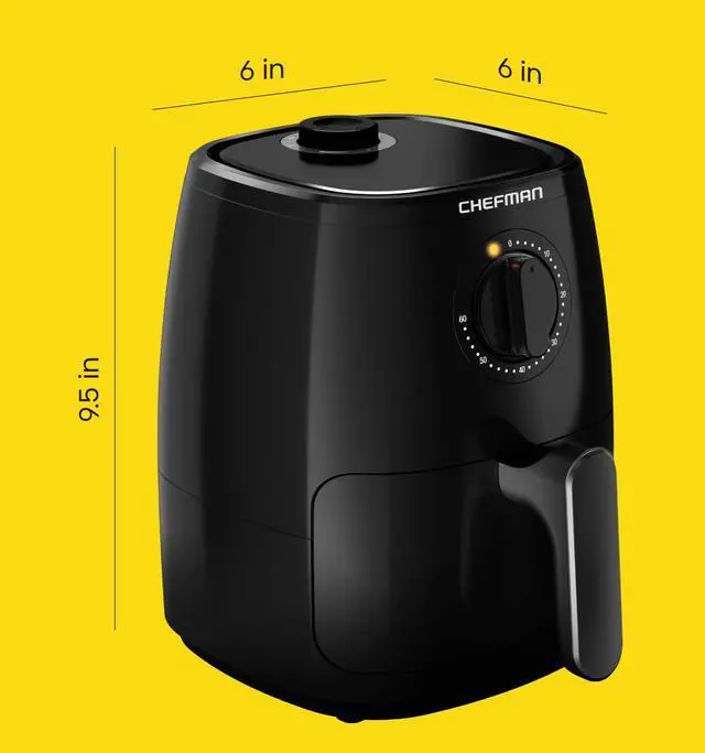 Alt view image 7 of 7 - TurboFry 2-Quart Air Fryer, Dishwasher Safe Basket & Tray, Use Little to No Oil For Healthy Food, 60 Minute Timer, Fry Healthier Meals Fast, Heat And Power Indicator Light, Temp Control, Black