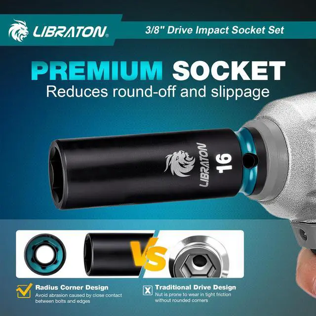 Alt view image 3 of 7 - 3/8 Socket Set 90PCS, SAE(5/16-3/4") & Metric(7-19MM) Impact Socket Set, Cr-V Impact Driver Socket, Deep&Shallow, Extension Bars, Ratchet Handle, Screwdriver Bits, Spark Plug Sockets, Adapter