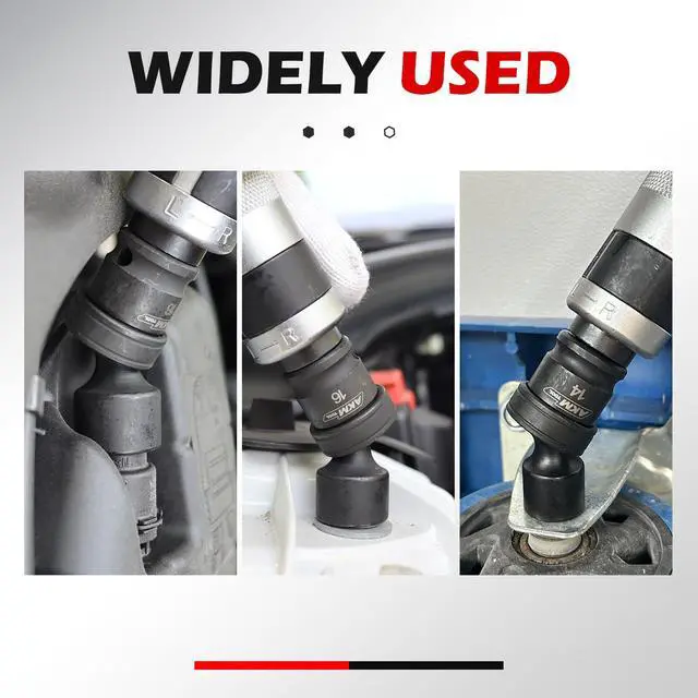 Alt view image 6 of 7 - 3/8" Drive Universal Impact Socket Set, 20 Piece Swivel Socket Set, Universal Joint Socket 6-Point, Metric, 8-22mm, Cr-Mo,with Extension Bars, Socket Adapter, Drill Bit Adapter