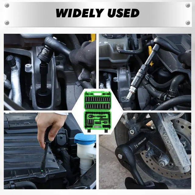 Alt view image 7 of 7 - 105-Piece 3/8" Drive Impact Socket Set, SAE (5/16 to 3/4 inch) and Metric (8-22mm) 6 Point CR-V Steel Socket Wrench Set, Extension Bars, Universal Joint, Ratchet Handle, Screwdriver Bit Mechanic Tool