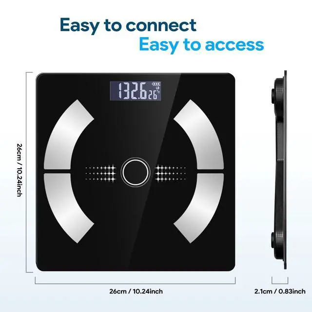 Alt view image 6 of 7 - Body Fat Scale, Smart Weight Scale, Digital Bathroom Scale with Bluetooth functionality, Capable of Analyzing Body Fat, Muscle Mass, Water Content, and Bone Mass.
