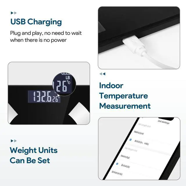 Alt view image 7 of 7 - Body Fat Scale, Smart Weight Scale, Digital Bathroom Scale with Bluetooth functionality, Capable of Analyzing Body Fat, Muscle Mass, Water Content, and Bone Mass.
