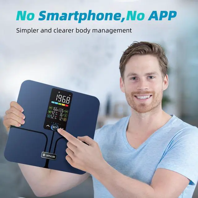 Alt view image 2 of 7 - No APP Body Fat Scale 500lb Smart Bathroom Scale with 5.44'' Large Backlit Display 8 Body Composition Analyzer, Most Accurate Digital Weight Scale for BMI Body Fat Muscle Mass
