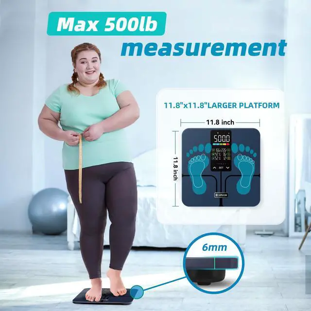 Alt view image 4 of 7 - No APP Body Fat Scale 500lb Smart Bathroom Scale with 5.44'' Large Backlit Display 8 Body Composition Analyzer, Most Accurate Digital Weight Scale for BMI Body Fat Muscle Mass