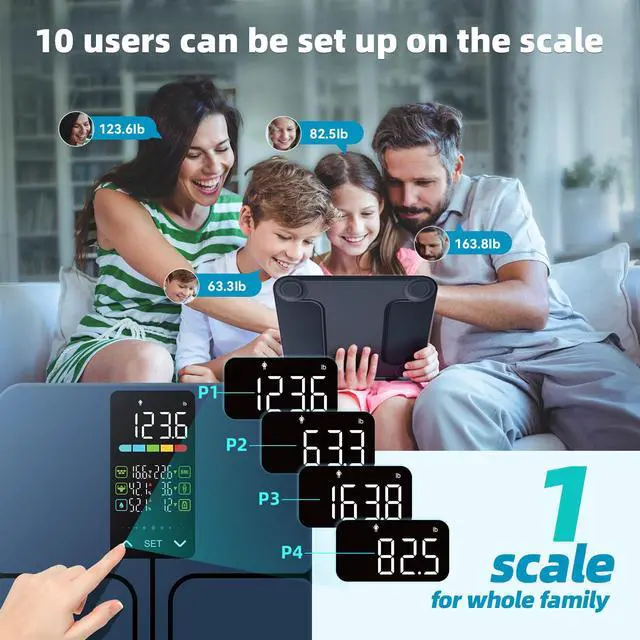 Alt view image 7 of 7 - No APP Body Fat Scale 500lb Smart Bathroom Scale with 5.44'' Large Backlit Display 8 Body Composition Analyzer, Most Accurate Digital Weight Scale for BMI Body Fat Muscle Mass