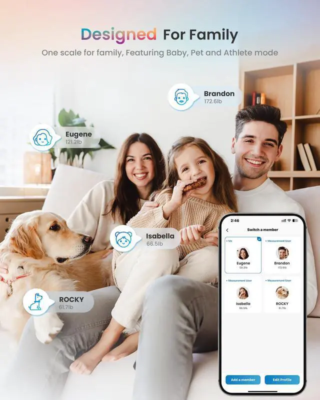 Alt view image 2 of 5 - Smart Scale for Body Weight, BMI, Body Fat, Muscle Mass, Bluetooth Wi-Fi Rechargeable Scale, RGB Lighting Color Changing Scale, Sync with Fitness App, Chroma Aspire