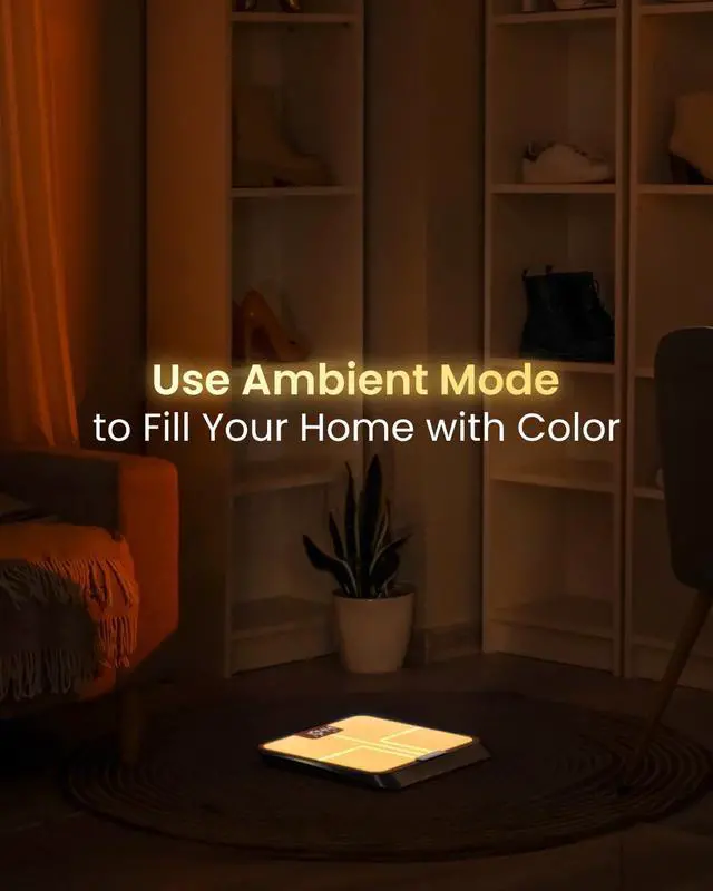 Alt view image 5 of 5 - Smart Scale for Body Weight, BMI, Body Fat, Muscle Mass, Bluetooth Wi-Fi Rechargeable Scale, RGB Lighting Color Changing Scale, Sync with Fitness App, Chroma Aspire