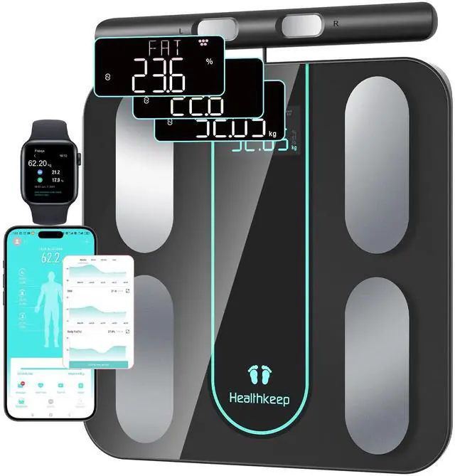 Main image of Scale for Body Weight Digital Bathroom Scale with 8 Electrodes, 21 Body Datas Dual Frequency BIA Measurement Smart Weight Scale Compatible with iOS & Android, Max 400lb/180kg/28st