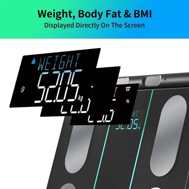Alt view image 2 of 7 - Scale for Body Weight Digital Bathroom Scale with 8 Electrodes, 21 Body Datas Dual Frequency BIA Measurement Smart Weight Scale Compatible with iOS & Android, Max 400lb/180kg/28st