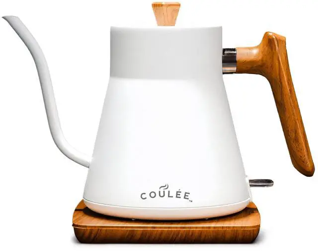 Main image of Coffee Gooseneck Kettle, Stainless Steel Interior, Electric Kettle for Boiling Water, Pour Hot Water Over Coffee, Tea, or Matcha, Electric Boiler, Heat Resistant Ergonomic Handle, White
