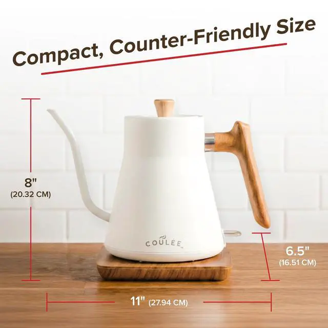 Alt view image 2 of 7 - Coffee Gooseneck Kettle, Stainless Steel Interior, Electric Kettle for Boiling Water, Pour Hot Water Over Coffee, Tea, or Matcha, Electric Boiler, Heat Resistant Ergonomic Handle, White