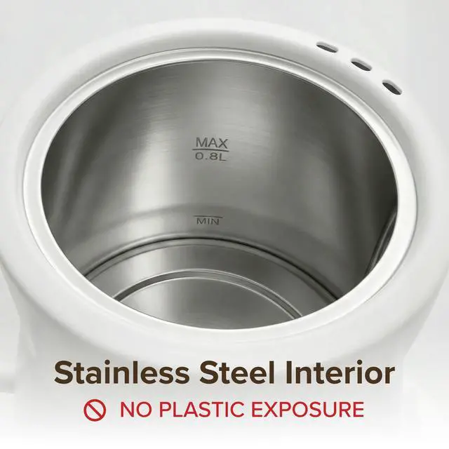 Alt view image 6 of 7 - Coffee Gooseneck Kettle, Stainless Steel Interior, Electric Kettle for Boiling Water, Pour Hot Water Over Coffee, Tea, or Matcha, Electric Boiler, Heat Resistant Ergonomic Handle, White