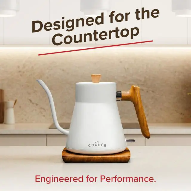 Alt view image 7 of 7 - Coffee Gooseneck Kettle, Stainless Steel Interior, Electric Kettle for Boiling Water, Pour Hot Water Over Coffee, Tea, or Matcha, Electric Boiler, Heat Resistant Ergonomic Handle, White