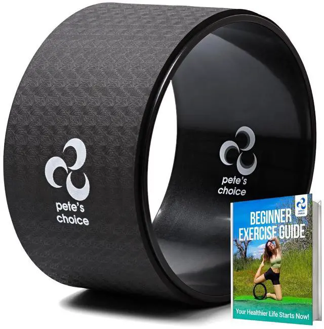 Main image of Extra Wide Yoga Wheel - Safer, Comfortable, more Stable Back Roller. Exercise Guide included. Perfect for Beginners. Great Back Stretcher. Improve posture. Large Jumbo Yoga Wheel for back pain.