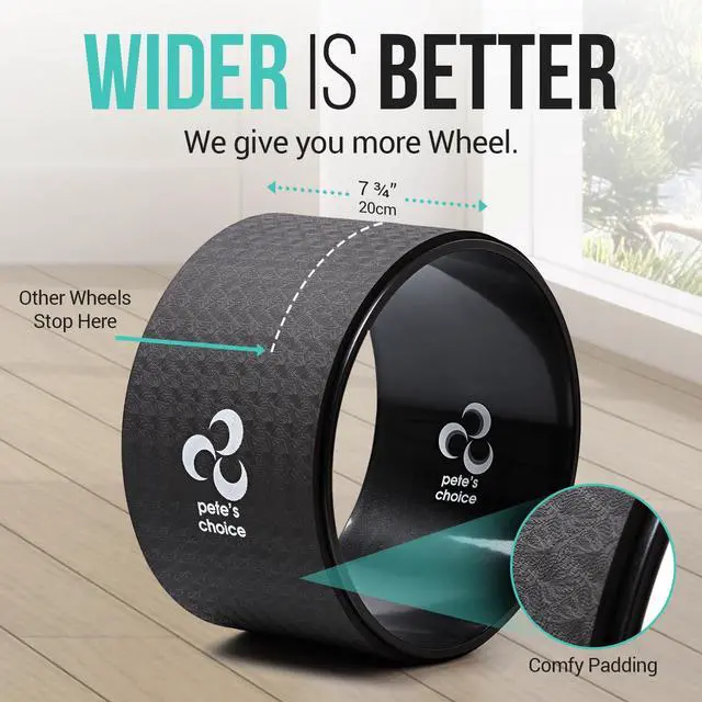 Alt view image 3 of 7 - Extra Wide Yoga Wheel - Safer, Comfortable, more Stable Back Roller. Exercise Guide included. Perfect for Beginners. Great Back Stretcher. Improve posture. Large Jumbo Yoga Wheel for back pain.
