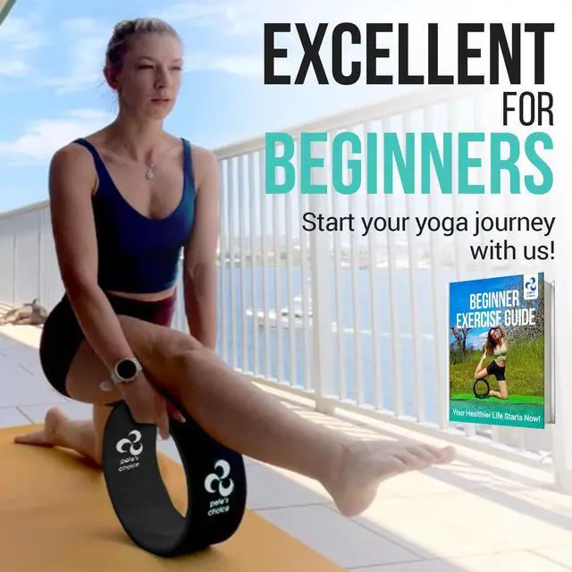 Alt view image 5 of 7 - Extra Wide Yoga Wheel - Safer, Comfortable, more Stable Back Roller. Exercise Guide included. Perfect for Beginners. Great Back Stretcher. Improve posture. Large Jumbo Yoga Wheel for back pain.