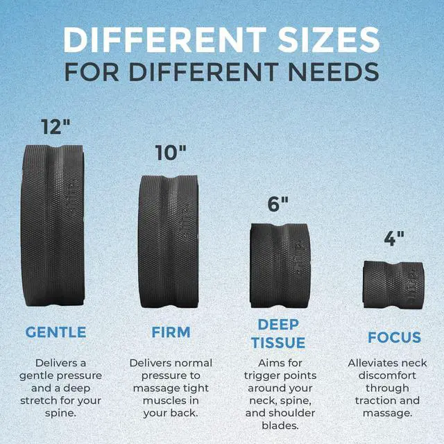 Alt view image 4 of 6 - Wheel Foam Roller Targeted Back & Neck Relief, Lumbar Spine Stretcher, Spinal Decompression Back Stretcher, Massage Roller with Density Foam for Physical Therapy, Supports 500lbs, 4-Pack Black