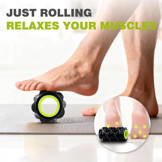 Alt view image 3 of 7 - Back Roller Wheel - 5 Pack Yoga Foam Roller for Physical Therapy & Back Stretcher, Deep Tissue Massage for Pain Relief & Stretching | Green.