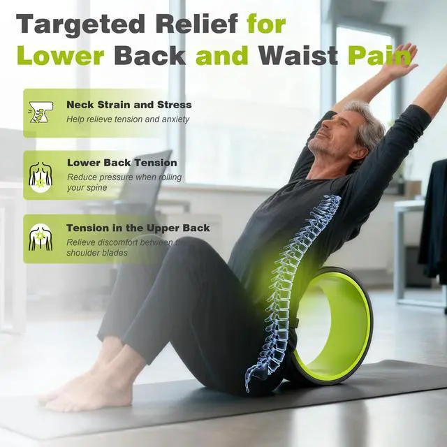 Alt view image 2 of 7 - Back Roller Wheel - 5 Pack Yoga Foam Roller for Physical Therapy & Back Stretcher, Deep Tissue Massage for Pain Relief & Stretching | Green.