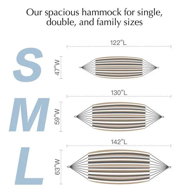 Alt view image 3 of 6 - Family Hammocks for Outside, Replacement Outdoor Tree Hammock for Indoor Patio Porch Garden (Coffee, Large)