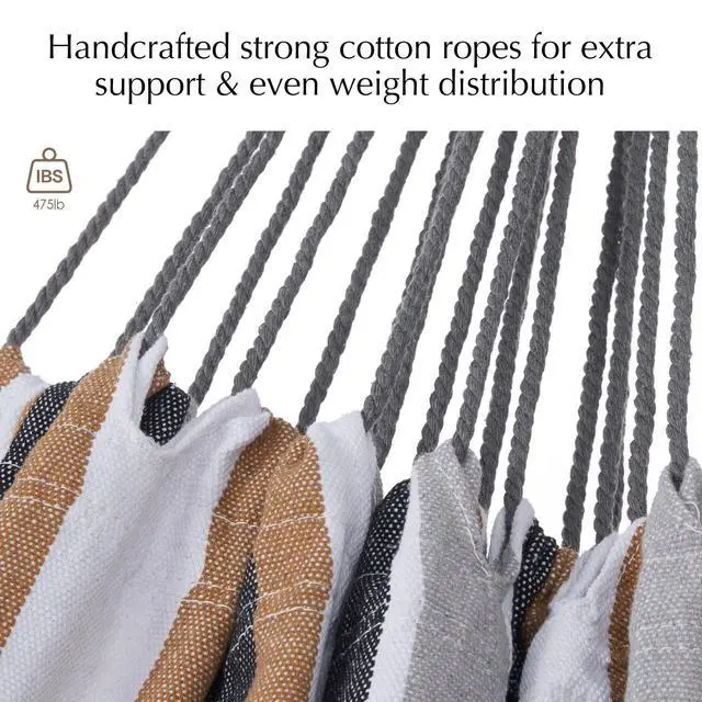 Alt view image 4 of 6 - Family Hammocks for Outside, Replacement Outdoor Tree Hammock for Indoor Patio Porch Garden (Coffee, Large)