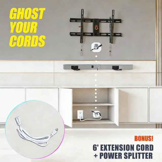 Alt view image 3 of 7 - in Wall Cable Management Kit for TV & Soundbar - Cord Hiding for Wall, Hide TV Wires When Mounting, Includes Power & Low Voltage Cable Management, Includes Hole Saw Drill Attachment for Install