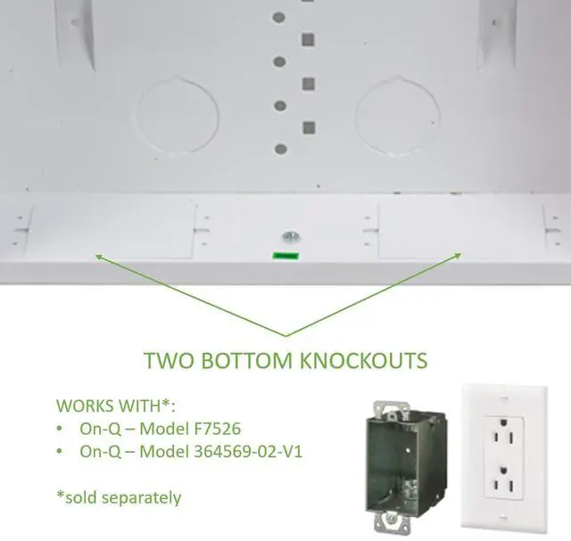 Alt view image 5 of 7 - Legrand - OnQ 14 Inch Cable Management, In-Wall 20-Gauge Media Box, Structured Wiring Enclosure with 2.5 Inch Openings for Wires, Glossy White, EN1400